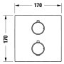 Ensemble de thermostat encastré Duravit, carré - vue technique