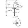Rubinetto monocomando per lavabo GROHE Eurostyle DN 15 S-Size, leva in metallo aperta, senza scarico - vista dettagliata