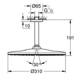 Ensemble de douche de tête GROHE Rainshower 310 Mono rond, montage au plafond