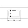 Geberit ONE Möbelwaschtisch 120 cm, Abgang horizontal, ohne Hahnloch, ohne Überlauf - technische Ansicht