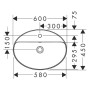 hansgrohe Xuniva D Aufsatzwaschtisch oval 60 x 45 cm, mit 1 Hahnloch und Überlauf - Produktansicht