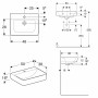 Geberit Renova Plan Handwaschbecken 50 cm mit Hahnloch mittig, ohne Überlauf - technische Ansicht