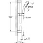 Ensemble de barre de douche GROHE Tempesta Cosmopolitan 100 avec 3 types de jets - vue détaillée