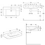 Geberit Renova Plan Waschtisch 90 cm mit Ablagefläche, Hahnloch mittig und Überlauf - technische Ansicht