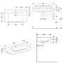 Geberit Renova Plan Waschtisch 90 cm mit Ablagefläche, Hahnloch mittig und Überlauf - technische Ansicht