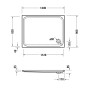 Receveur de douche rectangulaire Duravit D-Code 120 x 90 cm avec Antidérapant - vue technique