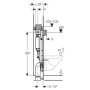 Geberit GIS Element Wand-WC 100 cm mit Omega UP-Spülkasten 12 cm, für Betätigung von oben oder von vorne - technische Ansicht