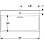 Geberit ONE Waschtisch 90 cm, Abgang horizontal, 1 Hahnloch, ohne Überlauf