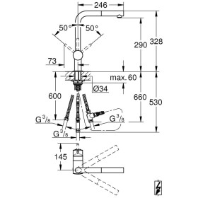 Rubinetto monocomando GROHE Minta per scaldabagno aperto
