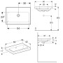 Geberit iCon Light Waschtisch 60 cm verkürzte Ausladung, ohne Hahnloch, mit Überlauf - technische Ansicht