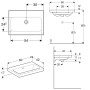 Geberit iCon Light Waschtisch 60 cm verkürzte Ausladung, ohne Hahnloch, mit Überlauf - technische Ansicht