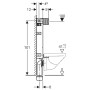 Geberit Kombifix Element für Wand-WC, 108 cm, mit Omega UP-Spülkasten 12 cm für Betätigung von vorne - technische Ansicht