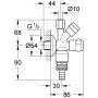 Rubinetto d'angolo combinato GROHE Eggemann WAS DN 15 con aeratore per tubo di forma C - vista dettagliata