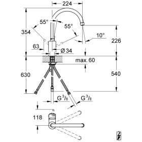 Rubinetto monocomando per lavello GROHE Concetto bassa pressione