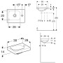 Geberit iCon Light Handwaschbecken 38 cm mit Hahnloch rechts - technische Ansicht