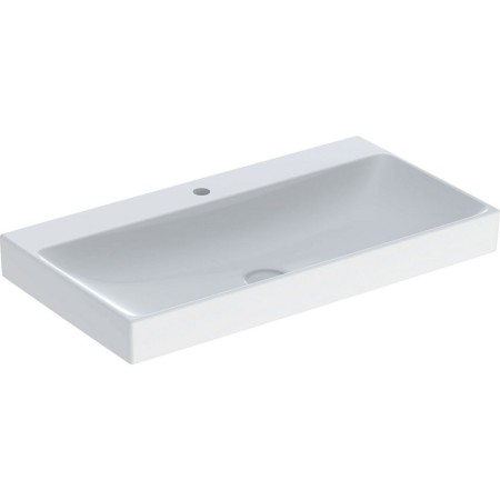 Geberit ONE Waschtisch 90 cm, Abgang vertikal, 1 Hahnloch, ohne Überlauf