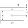 Geberit ONE Waschtisch 90 cm, Abgang vertikal, 1 Hahnloch, ohne Überlauf