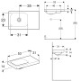 Geberit iCon Light Handwaschbecken 53 cm mit Ablagefläche rechts, ohne Hahnloch - technische Ansicht