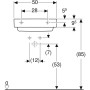Geberit ONE Waschtisch 50 cm, Abgang horizontal, ohne Hahnloch, ohne Überlauf - technische Ansicht