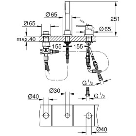 Combinazione vasca 3 fori GROHE Essence Nuova senza beccuccio