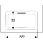 Geberit ONE Möbelwaschtisch 75 cm, Abgang horizontal, ohne Hahnloch, ohne Überlauf