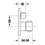 Set di termostatici a incasso Duravit, 2 consumatori, rotondo - vista tecnica