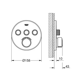 Set di finitura miscelatore incasso GROHE SmartControl con 3 valvole di intercettazione, design rotondo