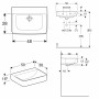 Geberit Renova Plan Handwaschbecken 50 cm ohne Hahnloch, ohne Überlauf - technische Ansicht