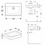 Geberit Renova Plan Handwaschbecken 50 cm ohne Hahnloch, ohne Überlauf - technische Ansicht
