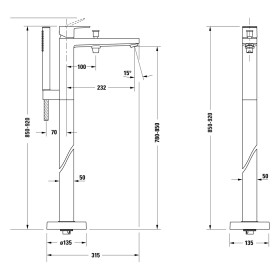 Miscelatore da bagno a pavimento monocomando Duravit Manhattan
