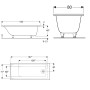 Baignoire rectangulaire Geberit Tawa, bord étroit 180 x 80 cm