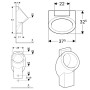 Geberit Centaurus Urinal, Hybridbetrieb, mit Zulauf von hinten, Abgang nach hinten oder unten - Detailansicht