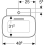 Geberit ONE Aufsatzwaschtisch Schalenform, 1 Hahnloch, ohne Überlauf, Abgang horizontal - Produktansicht