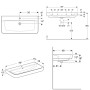 Geberit Renova Plan Aufsatzwaschtisch 100 cm mit Hahnloch mittig und Überlauf - technische Ansicht