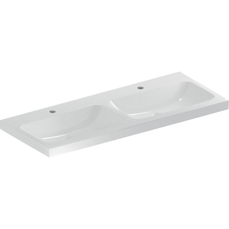 Geberit iCon Light Doppelwaschtisch 120 cm mit 2 Hahnlöchern, ohne Überlauf