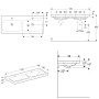 Geberit iCon Light Doppelwaschtisch 120 cm mit 2 Hahnlöchern, ohne Überlauf - technische Ansicht