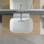 Geberit ONE Aufsatzwaschtisch Schalenform, ohne Hahnloch, ohne Überlauf, Abgang horizontal - technische Ansicht