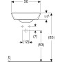 Geberit ONE Aufsatzwaschtisch Schalenform, ohne Hahnloch, ohne Überlauf, Abgang horizontal - Detailansicht