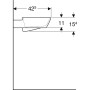Geberit ONE Aufsatzwaschtisch Schalenform, ohne Hahnloch, ohne Überlauf, Abgang horizontal - technische Ansicht