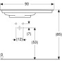 Geberit ONE Möbelwaschtisch 90 cm, Abgang horizontal, 1 Hahnloch, ohne Überlauf, Ablage rechts - technische Ansicht