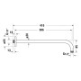Duravit Brausearm gebogen 41 cm, mit eckiger Rosette - technische Ansicht