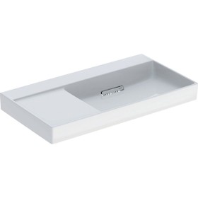 Geberit ONE Waschtisch 90 cm, Abgang horizontal, ohne Hahnloch, ohne Überlauf, Ablage links
