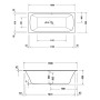 Baignoire rectangulaire Duravit Qatego 180 x 80 cm, version encastrée - vue détaillée