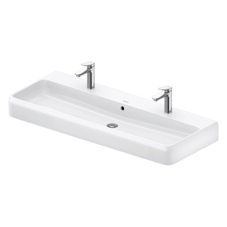 Duravit Qatego Waschtisch 120 x 47 cm geschliffen, 2x 1 Hahnloch, mit HygieneGlace