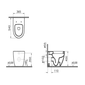 VitrA Sento Stand-WC Tiefspüler mit geschlossenem Spülrand