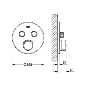 Set di finitura per miscelatore incasso GROHE SmartControl con 2 valvole di intercettazione, versione rotonda