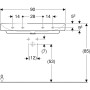 Geberit ONE Waschtisch 90 cm, Abgang vertikal, ohne Hahnloch, ohne Überlauf - technische Ansicht