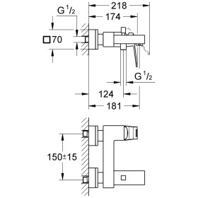 Rubinetto monocomando per vasca GROHE Eurocube, DN15