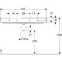 Geberit ONE Waschtisch 105 cm, Abgang vertikal, 1 Hahnloch, ohne Überlauf - technische Ansicht