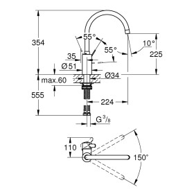 Rubinetto monocomando per lavello GROHE Eurosmart C